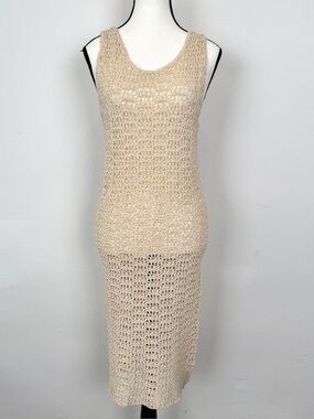 Rhythm Size Small Maddie Cream Knit Scoop Midi Dress